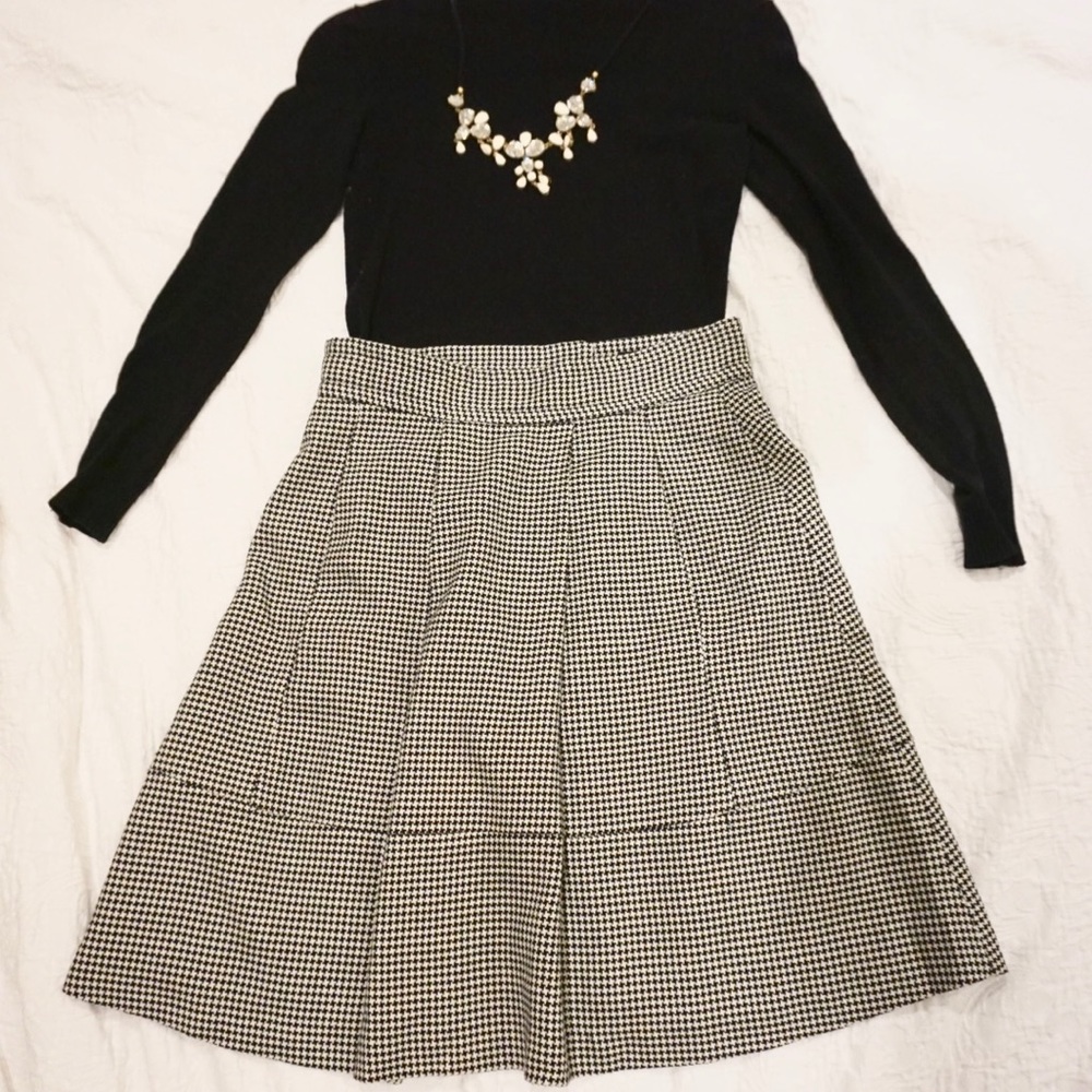 Houndstooth aline high wasted flare skirt